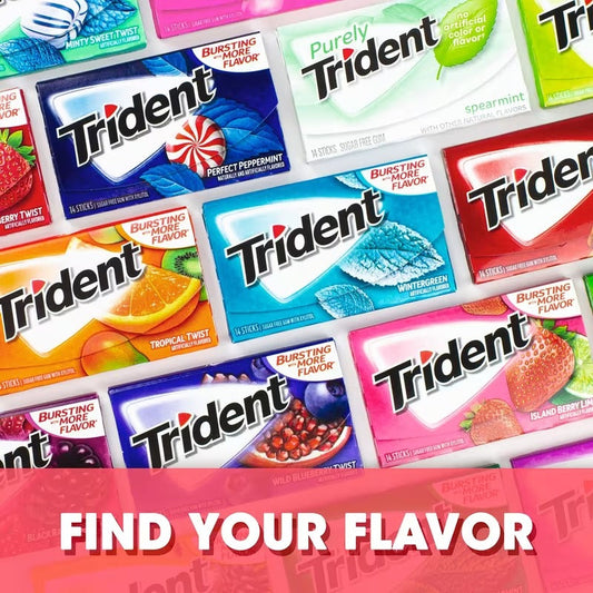 Trident Bubblegum Sugar Free Gum, Travel Accessories, 12 Packs of 14 Pieces (168 Total Pieces)
