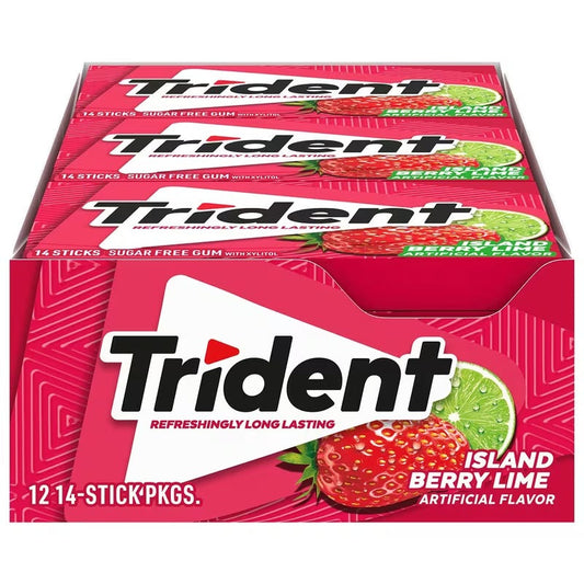 Trident Bubblegum Sugar Free Gum, Travel Accessories, 12 Packs of 14 Pieces (168 Total Pieces)