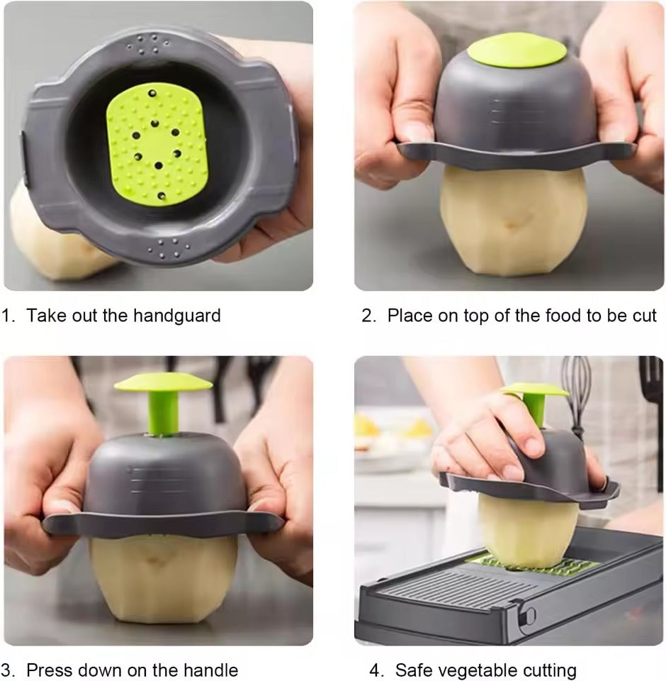 16-in-1 Professional Kitchen Slicer with Cleaver Blade, Multi-Function Food Chopper for Potatoes, Tomatoes, and Vegetables